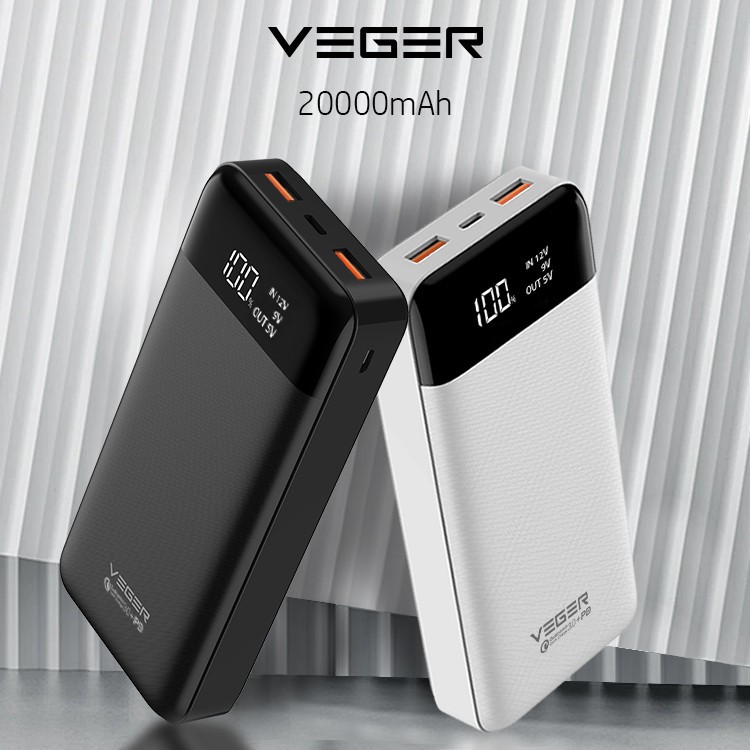 Powerbank VEGER Q21 20000 mAh Powerbank Fast Charging 3.0 Led Digital