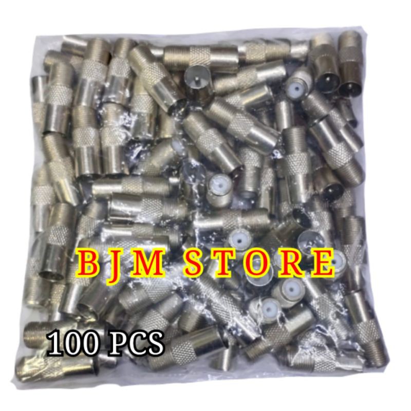 100 PCS JACK TV DRAT MALE / F TO TV MALE ( isi 100 PCS )