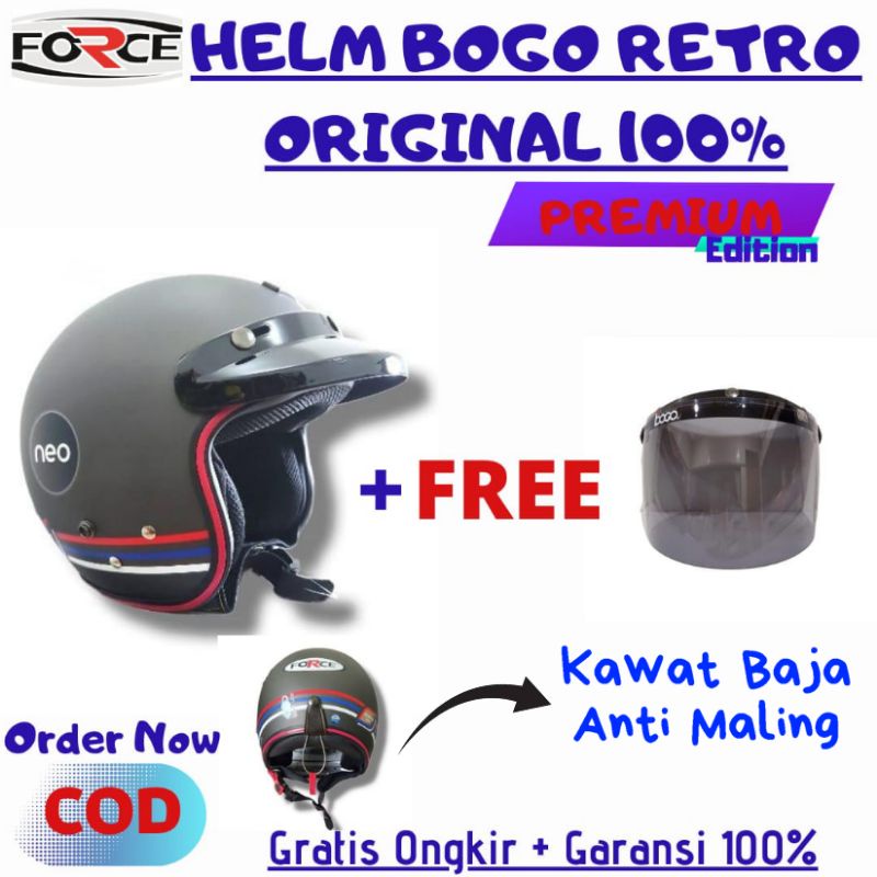 FORCE Helm Helem Hlem Helmet Retro Neo Classic Premium Pria Cowok Laki Wanita Cewek Perempuan Busa B