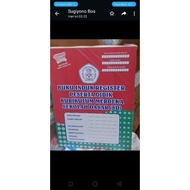 

Buku induk register peserta didik kurikulum merdeka sekolah dasar (SD)
