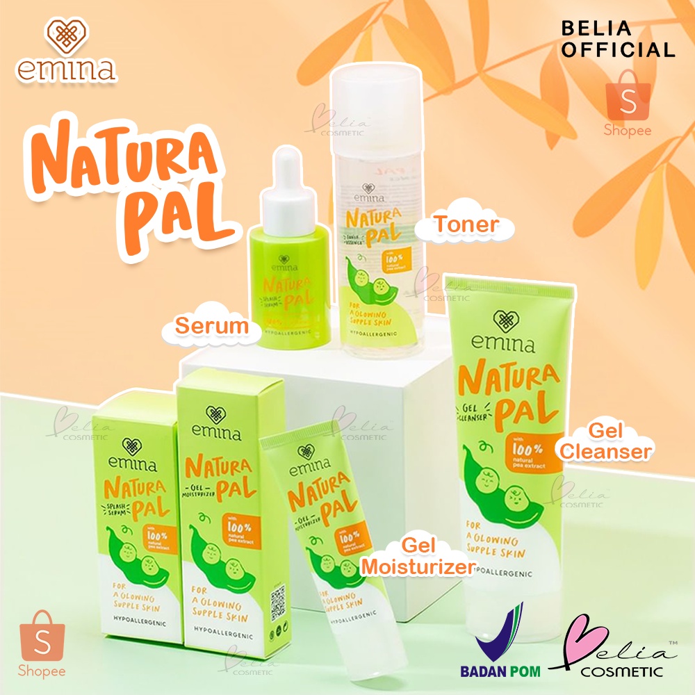 ❤ BELIA ❤ EMINA Natura Pal Toner Essence | Serum | Gel Cleanser | Gel Moisturizer | Perawatan Wajah | BPOM