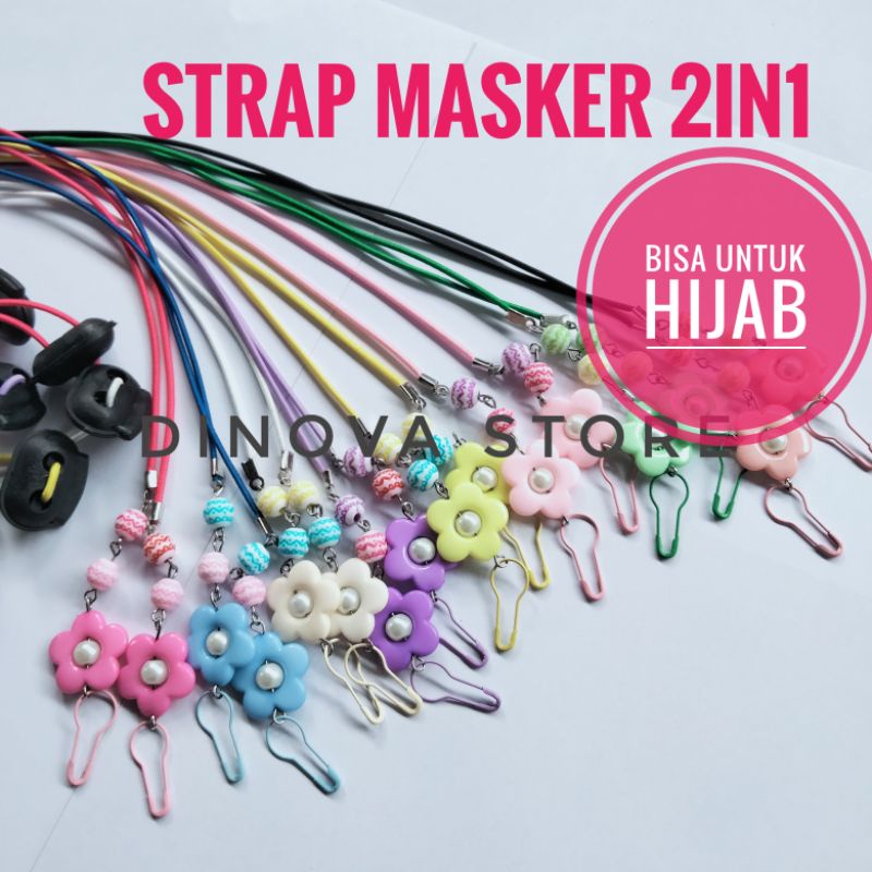 Strap masker 2in1 MUTIARA WARNA/konektor masker 2in1/tali masker/