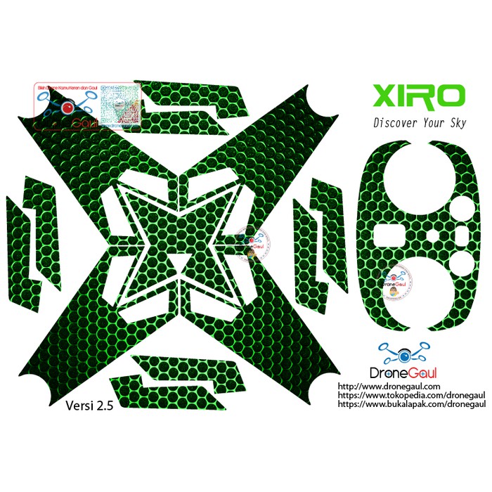 Sticker Drone Xiro Green Carbon