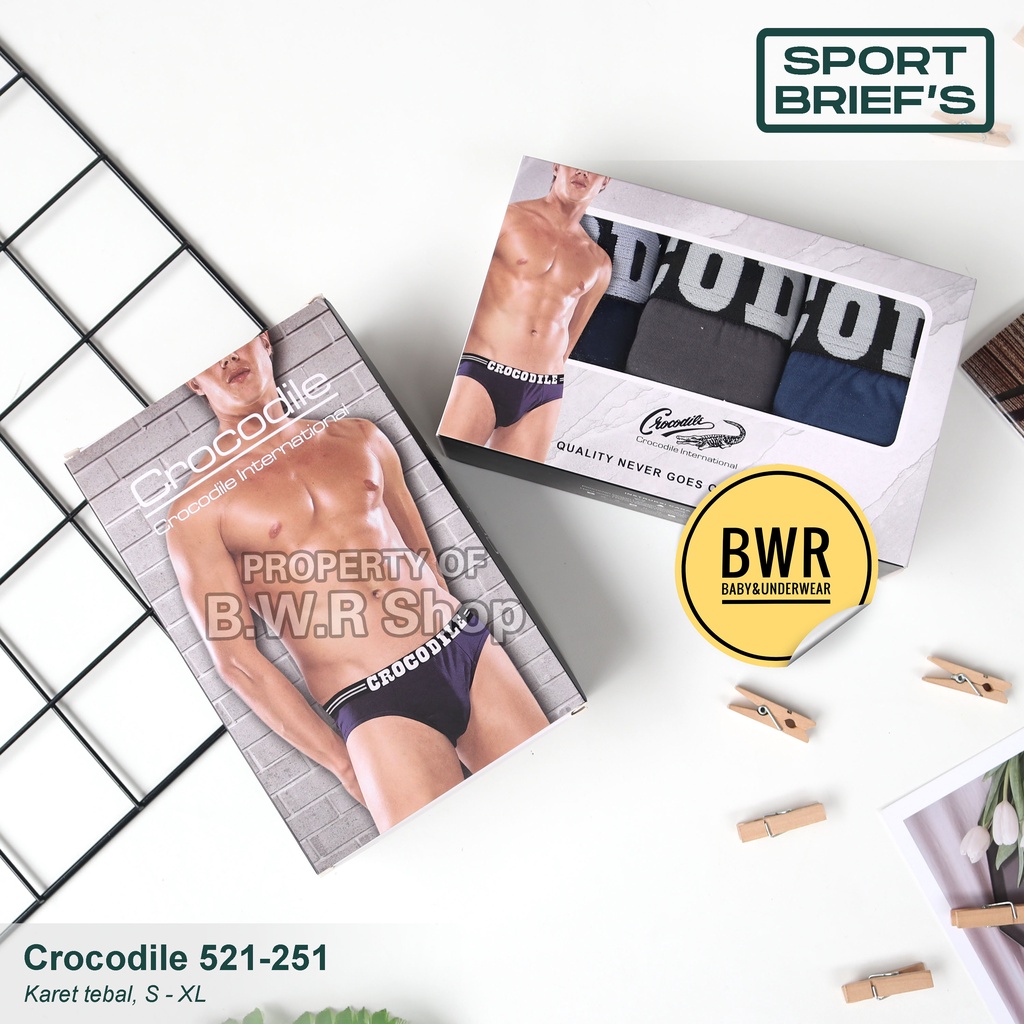 [ 3pc ] CD CROCODILE 521 - 251 SPORT / Celana Dalam Pria Sempak Karet Tebal Boxer Man Briefs | Bwr