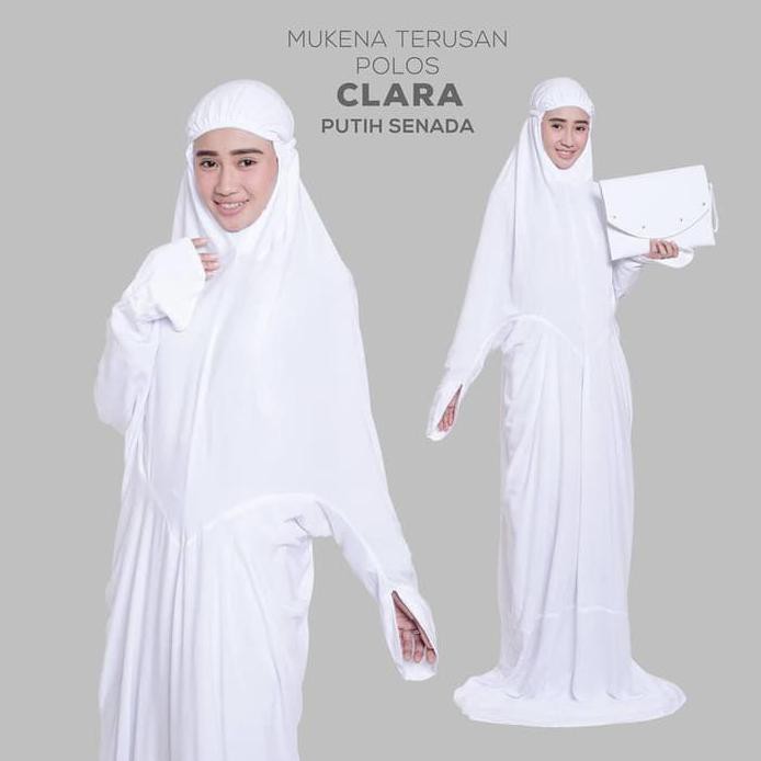 New Terkini MUKENA DEWASA BALI TERUSAN POLOS CLARA PUTIH SENADA