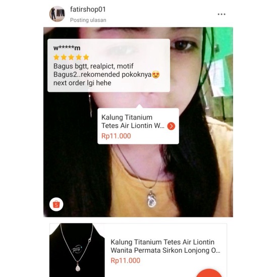 Kalung Titanium Tetes Air Liontin Wanita Permata Sirkon Lonjong OVAL Silver Berkilau Anti Karat