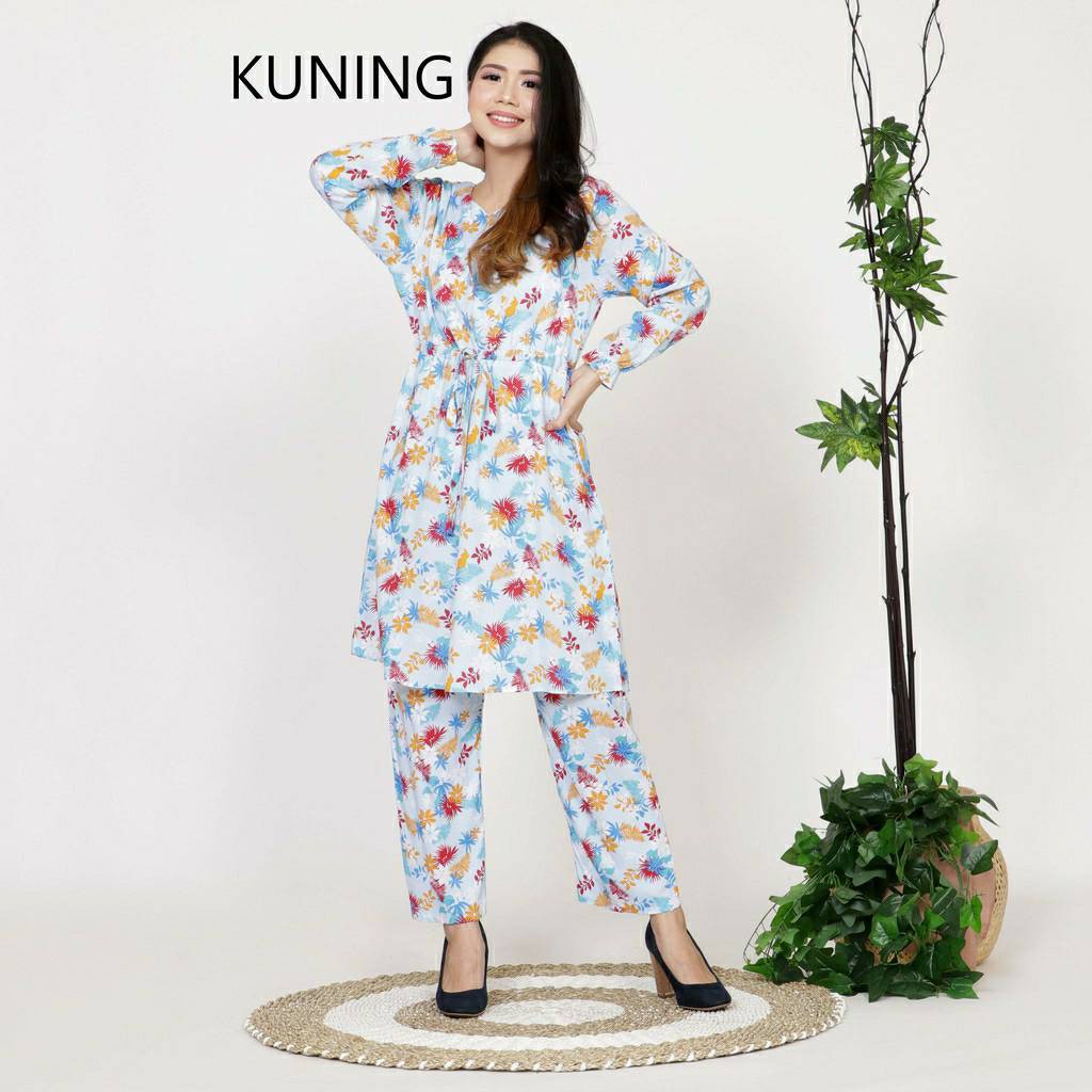 Lauren Setelan Wanita Setelan Rayon SET Wanita Rayon Leafie Size XL, 3XL, 5XL