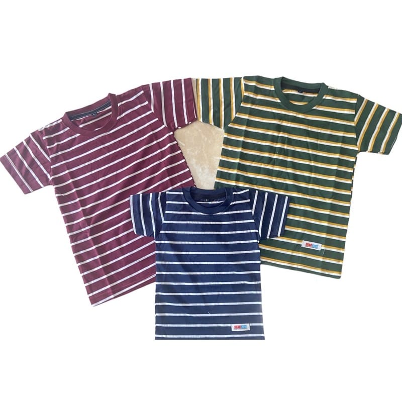 KAOS STRIPE SALUR BAJU ANAK BERKERAH BAHAN HALUS DAN LEMBUT