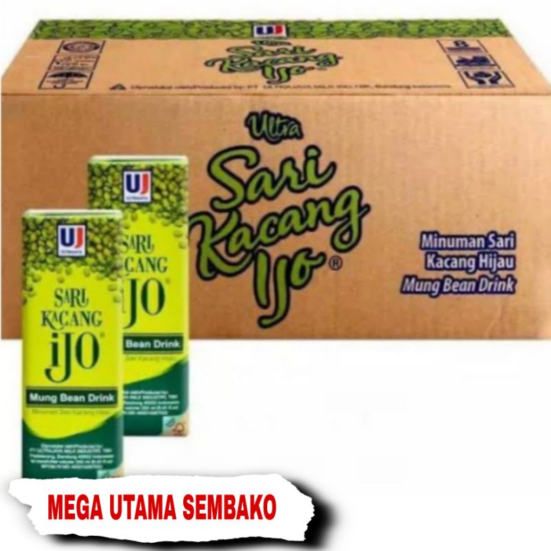 

ultra sari kacang ijo 250 ml dan 150 ml 1 dus isi 24 pcs sari kacang hijau