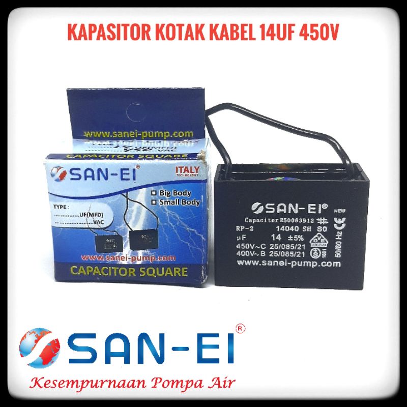 SAN-EI kapasitor pompa air kotak 14uf 450V