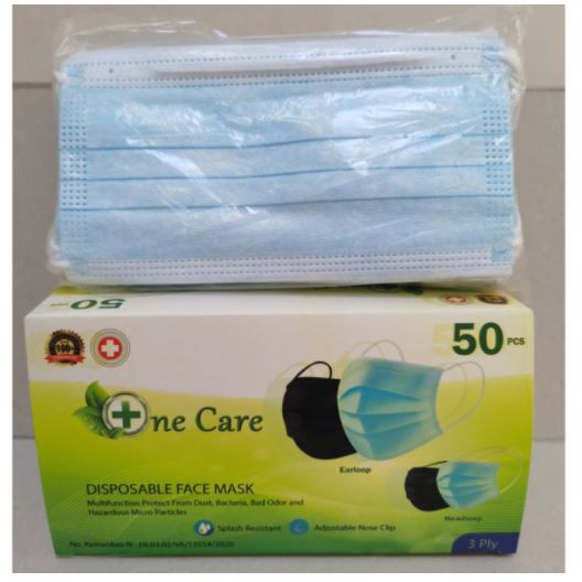 Masker 3ply Earloop Per Box / 50 Pcs