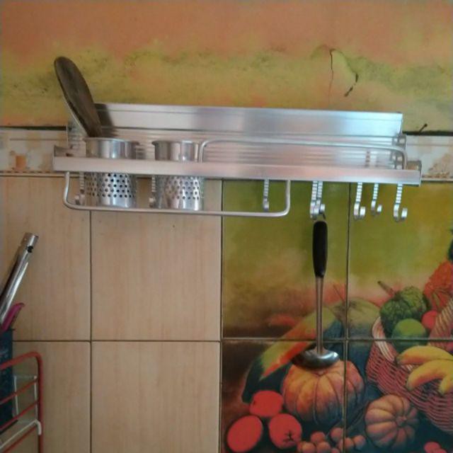 SHENAR RAK DAPUR DINDING ALUMINIUM/ RAK GANTUNG TEMPAT BUMBU DAPUR / RAK DINDING DAPUR SERBAGUNA