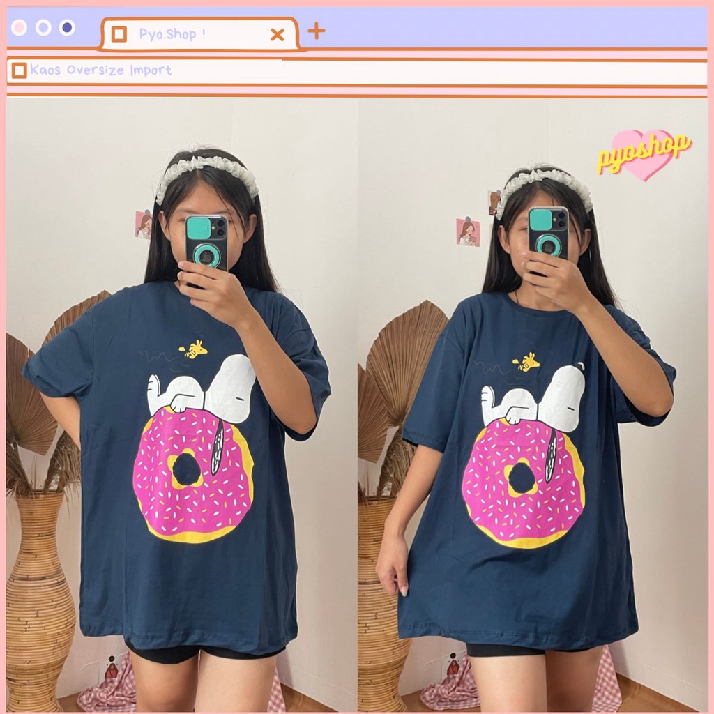 Kaos Oversize jumbo motif Snoopy Donat LD 120