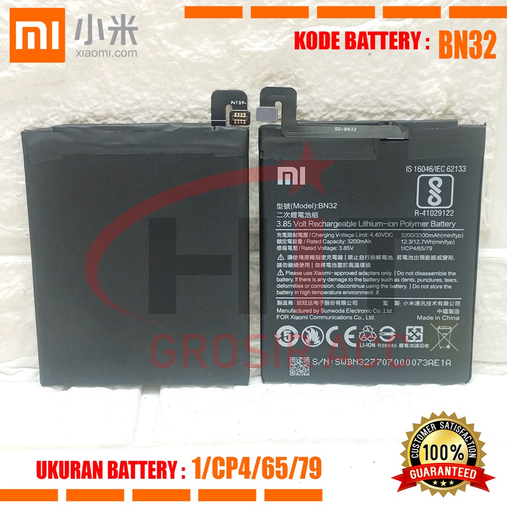 Baterai Battery ORIGINAL 100% Xiaomi BN32 / Xiaomi REDMI 4