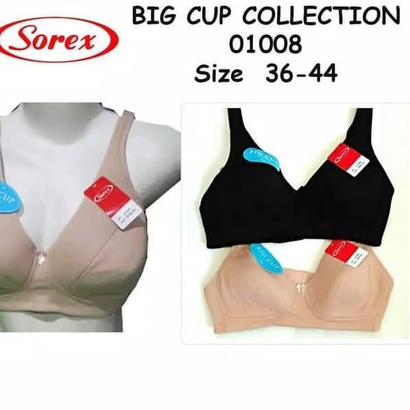 ❋ SOREX Bra BIG CUP 01008 Busa Tipis tanpa Kawat CUP Besar - Coklat Muda, 36D ●