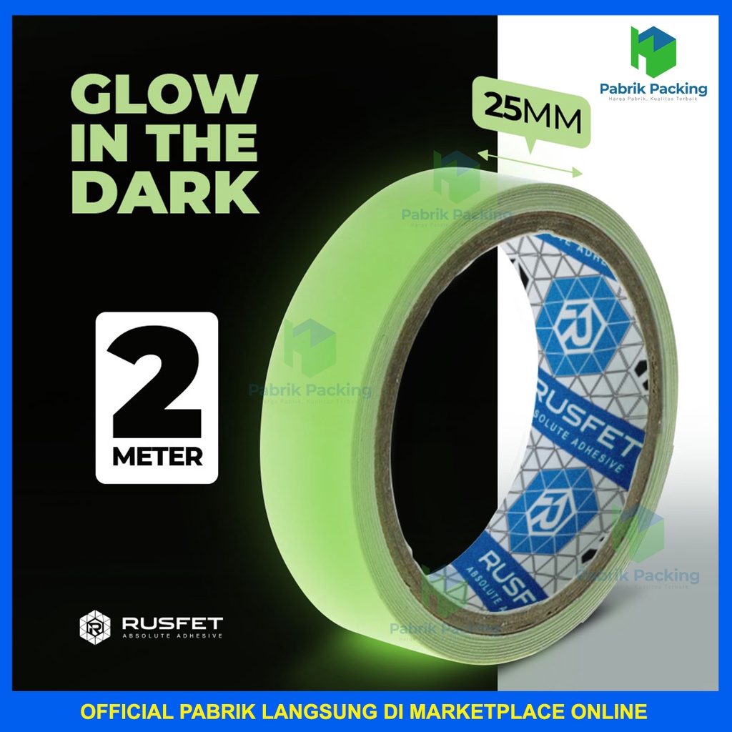 

GLOW IN THE DARK TAPE SELOTIP FOSFOR LUMIMOUS TERMURAH GROSIR SATUAN - Hijau, 25 MM X 2 METER