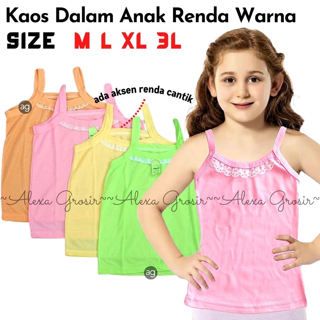 Kaos Dalam Tanktop Anak / Remaja / Dewasa SMP SMA REMAJA Kaos Renda Warna M L XL 3L //alexa