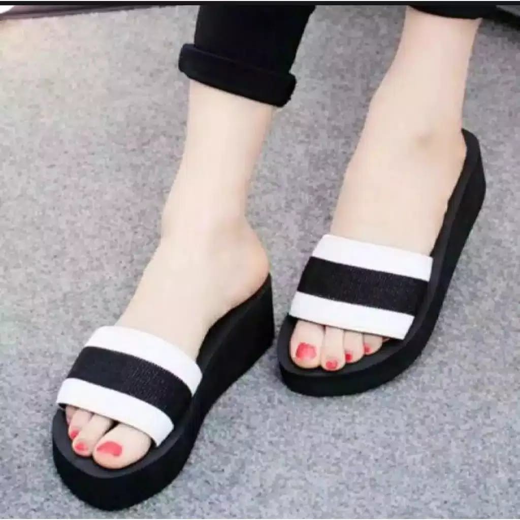 wedges kokop wanita sandal cewek murah sandal spon wanita