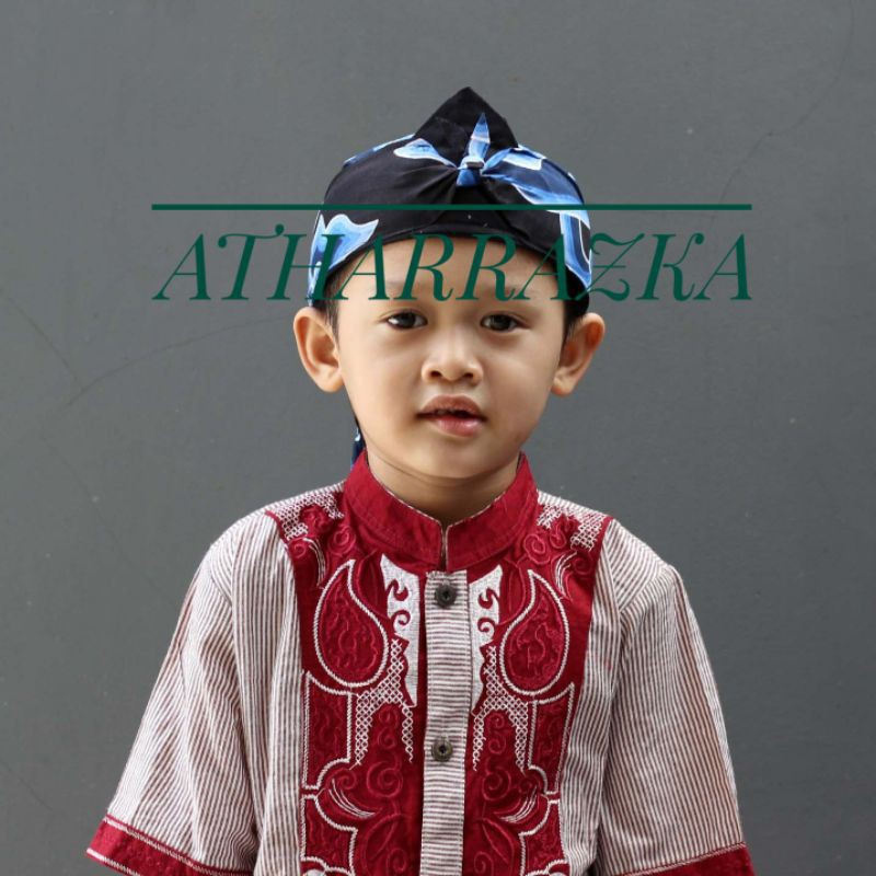 Blangkon Iket Anak Anak Motif Batik Mega Mendung - Blangkon Anak
