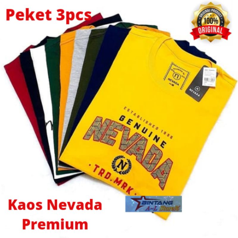 Kaos Nevada 3 Pcs 100k / Kaos Nevada Cowok /  kaos distro original bandung / kaos branded matahari  MOTIF RANDOM ACAK