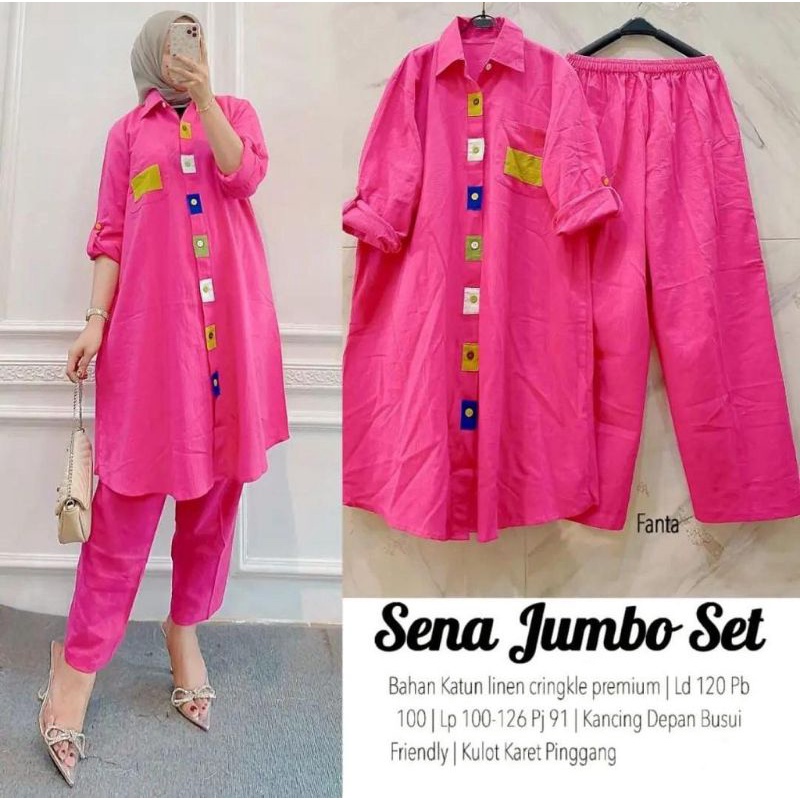 Fashion MUSLIM, baju wanita, baju stelan wanita, setelan celana, stelan, Baju stelan, fashion wanita, one set, Sena Jumbo Set