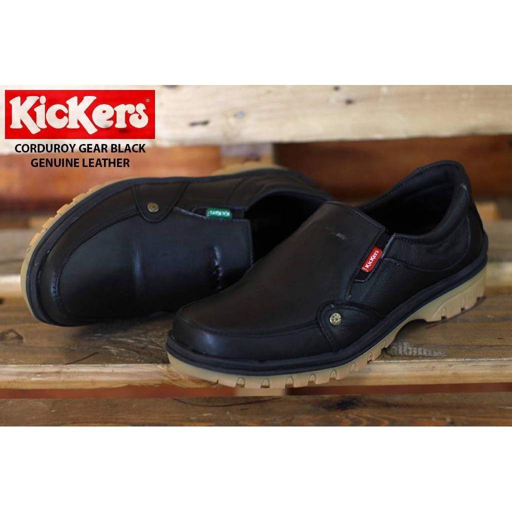 Sepatu Pansus Pria Kulit Asli Kickers Corduroy - Sepatu Slop - Sepatu Slip On Pria Nyaman Main Kerja