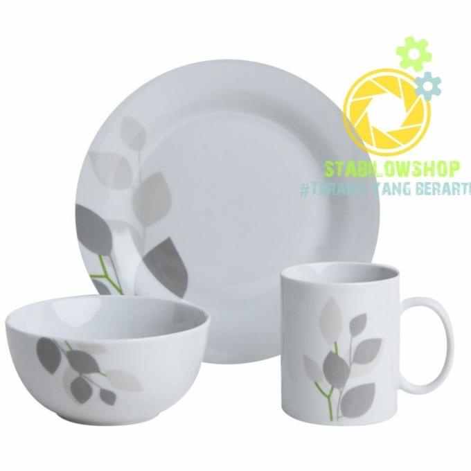 ] Delicia Perlengkapan Makan piring porcelain dinner Set 12 pcs flower