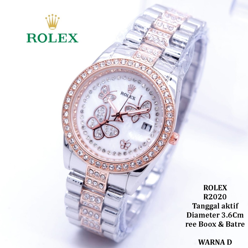 Jam Tangan Wanita/Cewek ROLEX R2020 Tanggal aktif tali rantai