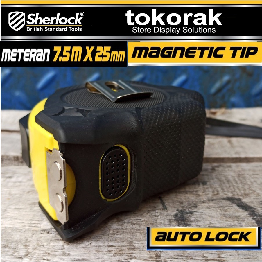 METERAN ROLL 7,5M X 25MM SHERLOCK - AUTO LOCK METERAN MAGNETIC TIP