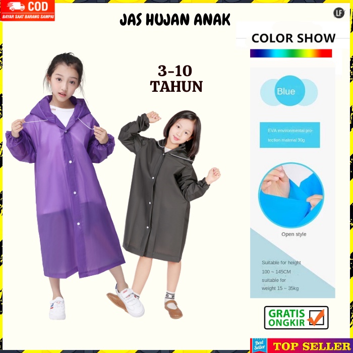 Jas Hujan Anak Cewek Fashion Korea Mantel Hujan Cowok Sekolah Raincoat Kids Girl  W131