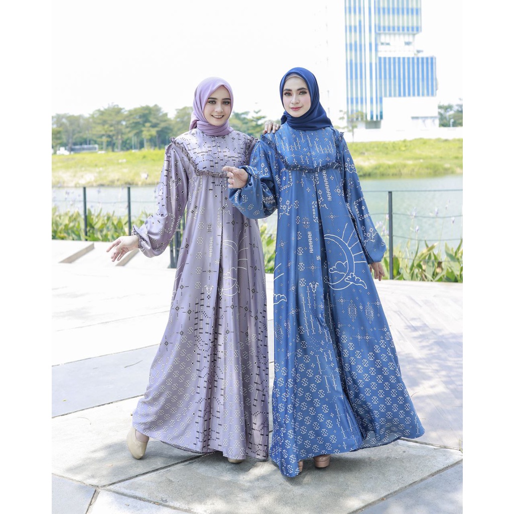 Dress Zulina Maxi motif / Maxmara silk lux / baju wanita / Pakaian Muslim / Fashion Wanita Muslimah