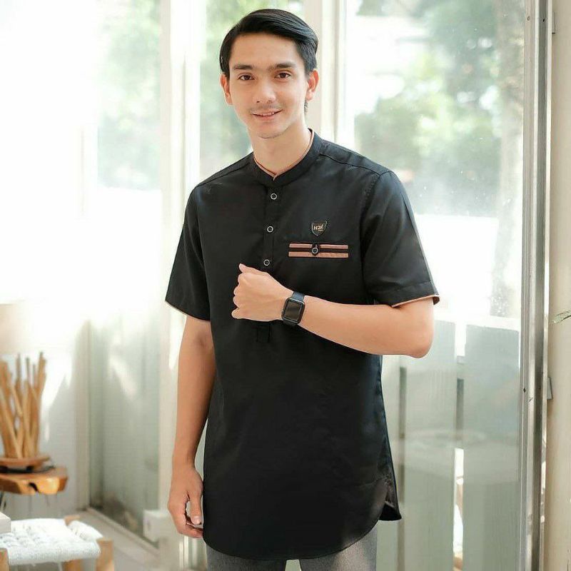 Baju Muslim Pria Koko Kurta Bahan Toyobo Impor Premium Motif Strip Saku