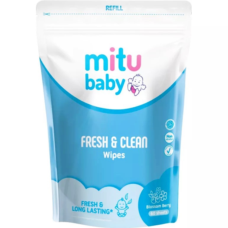 MITU WIPES FRESH&amp;CLEAN BLUE BERRY 60'S REF