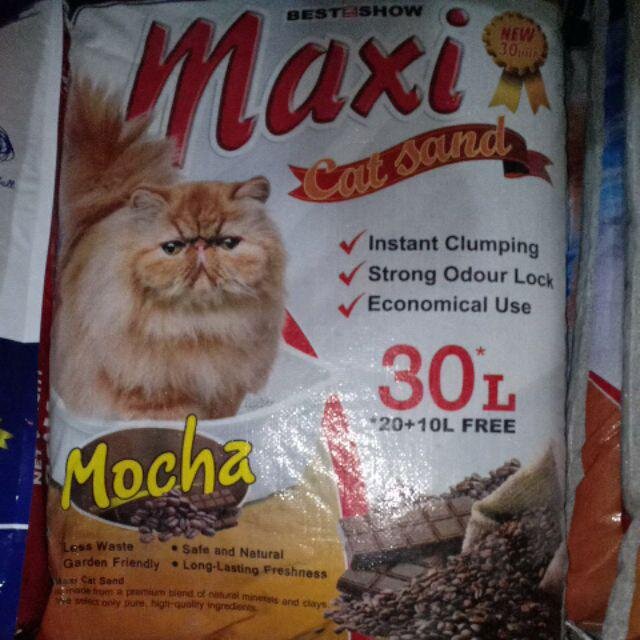 Pasir Maxi Cat Sand Mocha Aroma Kopi Coffee Liter Kucing Gumpal Wangi