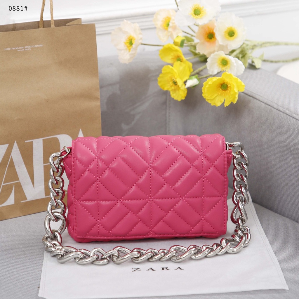 ZR  Quilted Shoulder Bag With Metal Chain 0881