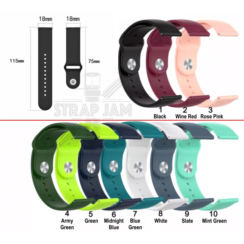 TNO Tali Jam Tangan 18mm Universal - Strap Umum Rubber Silikon Sporty Polos