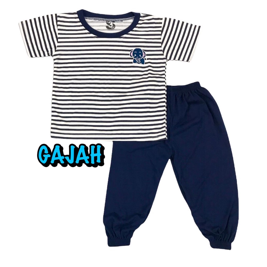 (1 KG MUAT 7 STEL) BAJU SETELAN CP JOGER FASHION OBLONG ANAK LAKI-LAKI/COWOK BAHAN KAOS COMBED KATUN BORDIR SALUR GAJAH/ELEPHANT