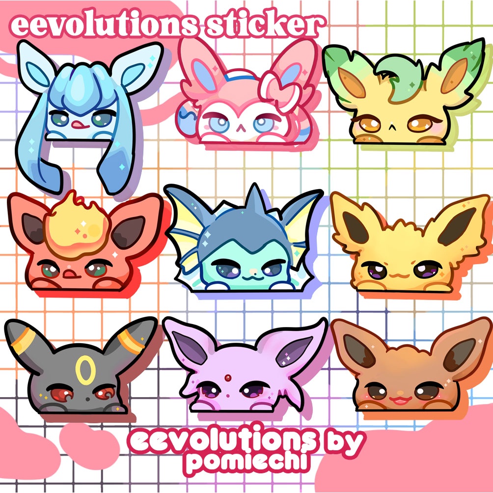 

Eeveelutions Eevee Peekers Sticker, Pokemon Sticker Laptop Brilliant Diamond, Sticker Deco, Sticker Kaca, Sticker Laptop untuk Bujo Deco Hias dan Sticker Natal Kawaii Pokemon Fanart