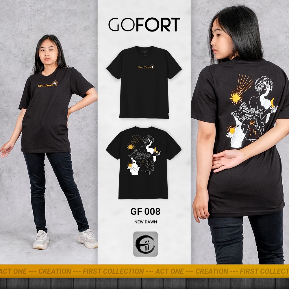 GOFORT KAOS WANITA TShirt Distro Lengan Pendek 100% Katun 24S CREATION