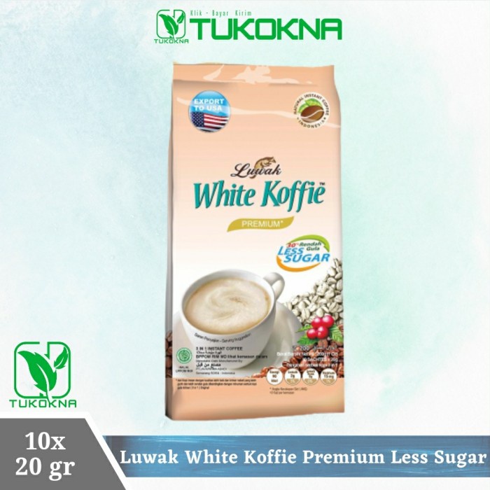 

Kopi Luwak White Koffie Less Sugar Bag 10x20gr