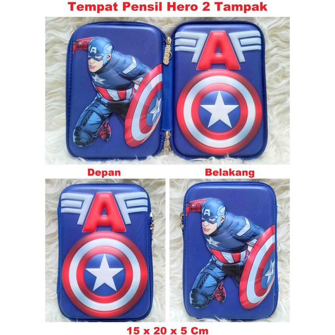 

Big Sale Tempat Pensil Anak Batman Spiderman Ironman Captain Superman hardcase - 2 Side Captain Big