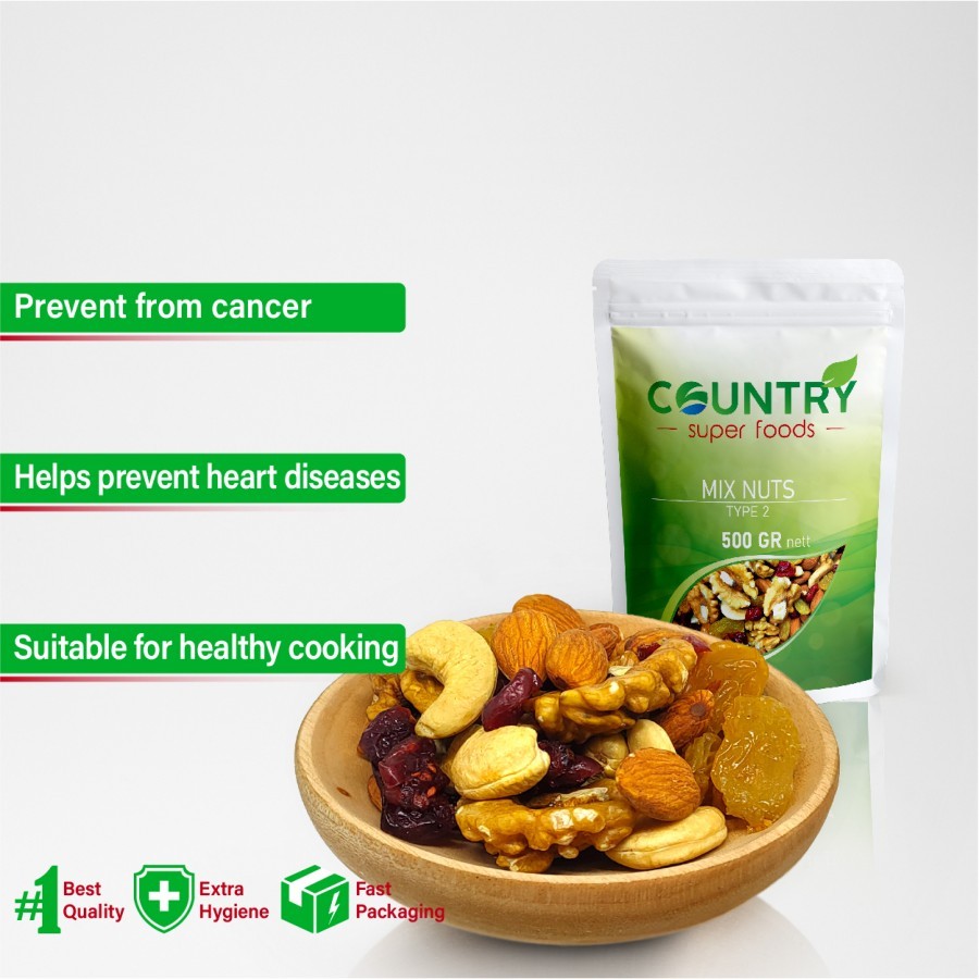 

Mix Nut TYPE 2 | Almond, Cashew, Walnut, Cranberry, Raisin [ 500 gr ]