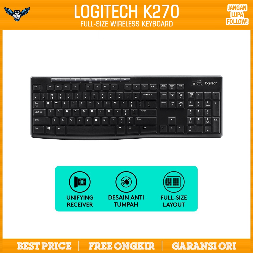 Logitech K270 Keyboard Wireless Full Size - Garansi Resmi