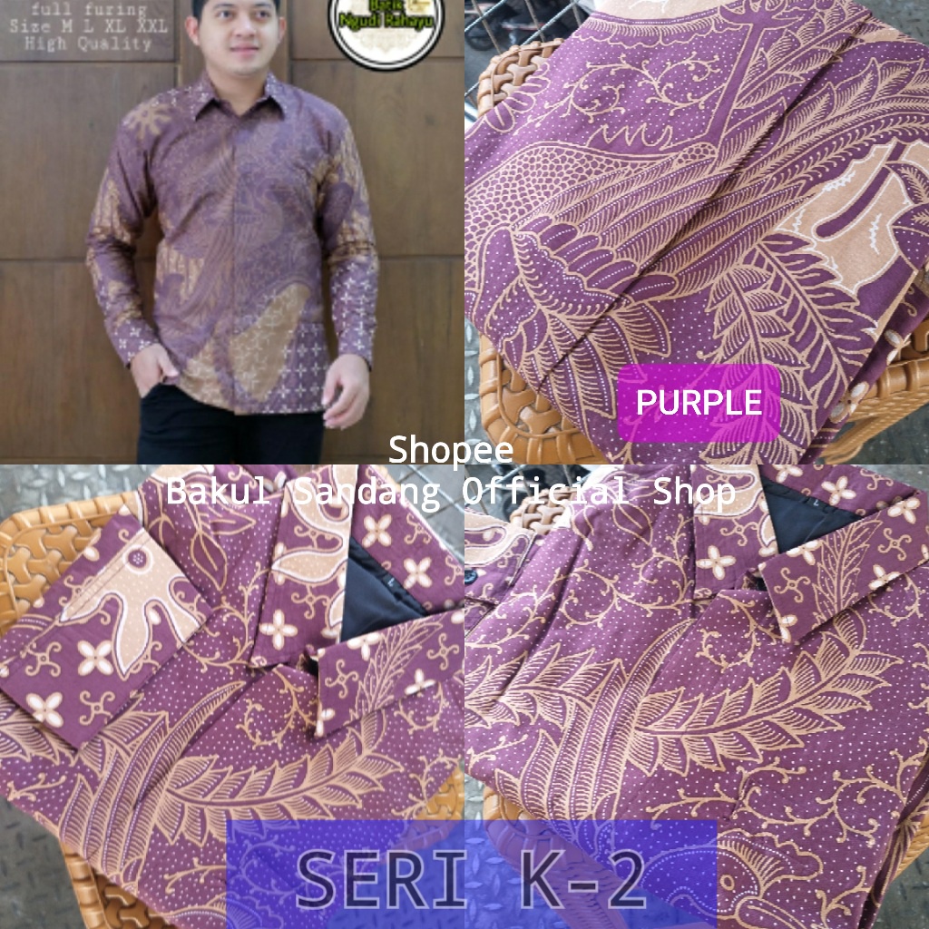 KEMEJA BATIK UNGU LILAC SOF batik pria lengan panjang modern kemeja batik premium