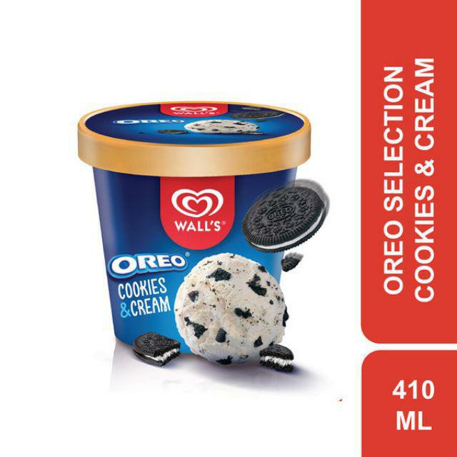 

Es krim Walls Oreo Cookies & Cream rasa Vanilla 410 ml