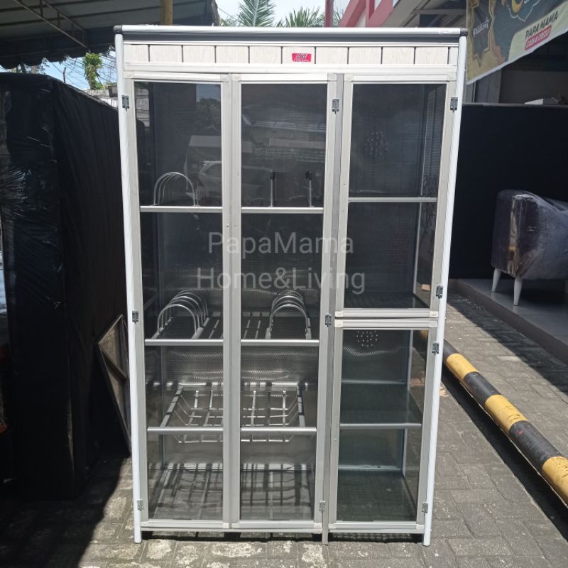 Lemari Sayur 3 Pintu Polos - Rak Piring 3jb Dinding Aluminium - Medan