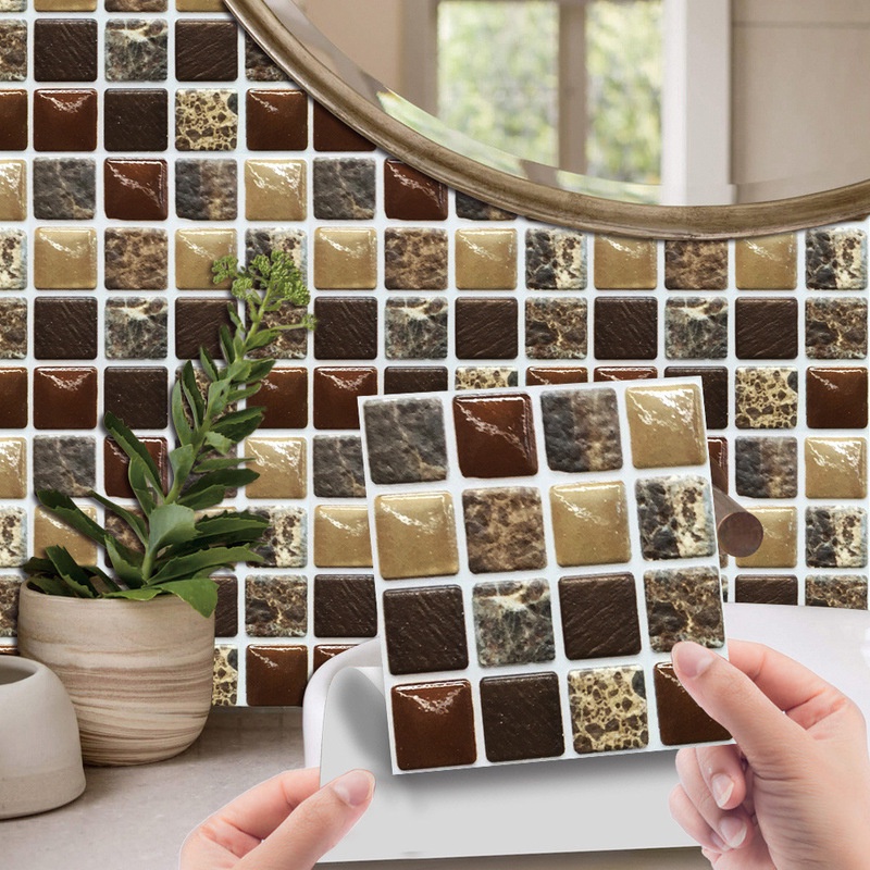 1PC 3D Self-adhesive Waterproof Mosaic Crystal Tile Wall Stickers / DIY Home Decor Wallpaper