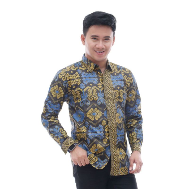 KEMEJA ATIK PRIA LENGAN PANJANG MOTIF SONGKET