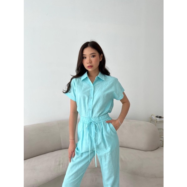 HANA LINEN SET-Tiffany Blue