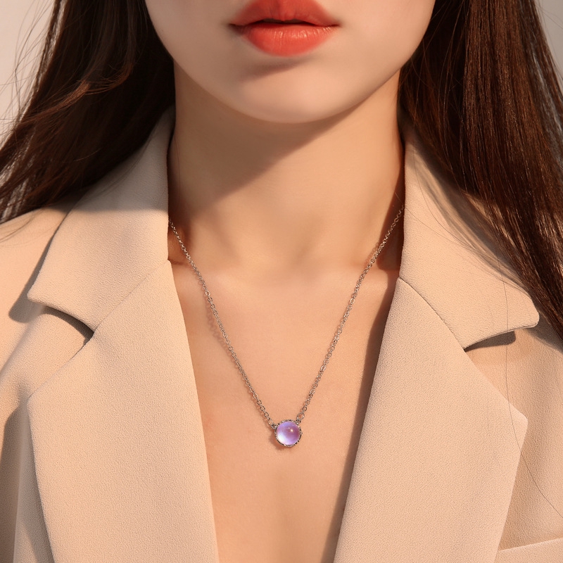 Kalung Gradient Blue Moonstone Korea Aksesoris Manis Sederhana Hadiah Liburan